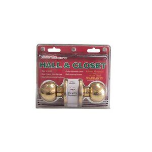 Mountain Security Hall & Closet Doorknob Set Polished Brass Finish